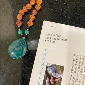 Tiny Devotions African Jade Mala Bead Necklace.